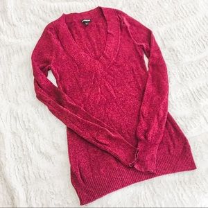 Express Maroon Fitted Sweater Top
